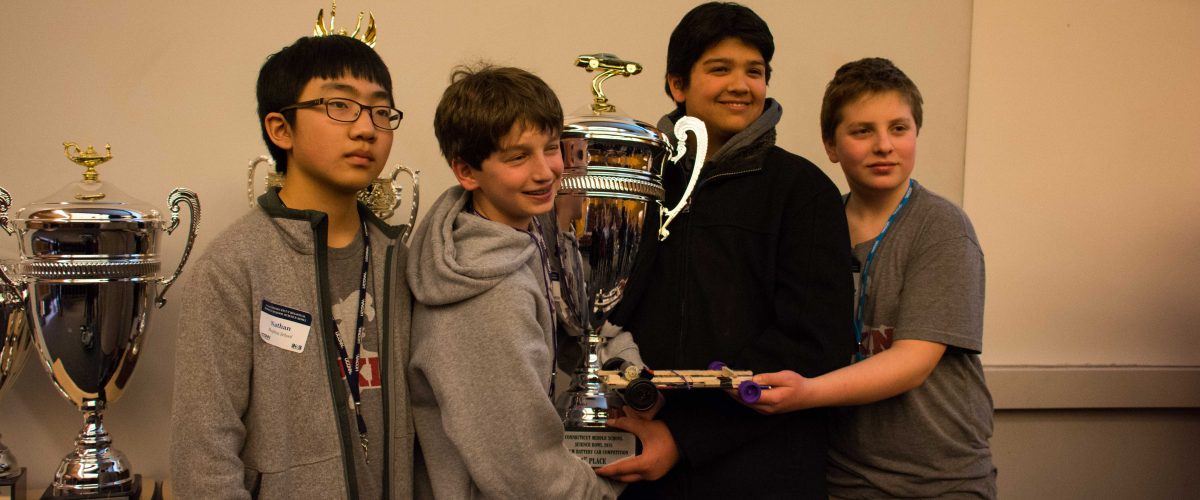 Science Bowl 2015 winning team with trophy